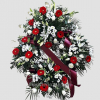 Corona de flores blanca y roja variada especial para tanatorio