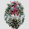 Corona de flores fúnebre blanca y rosa especial para tanatorio