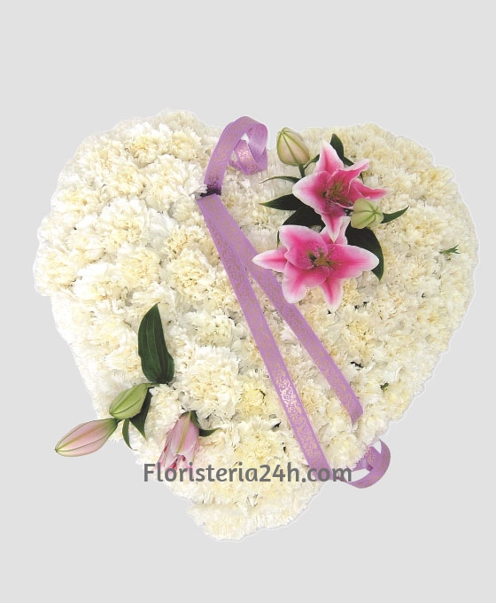 Corazón Funerario Clavel y Lilium