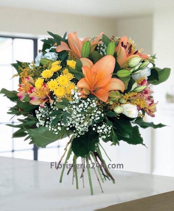 bouquet tonos naranjas